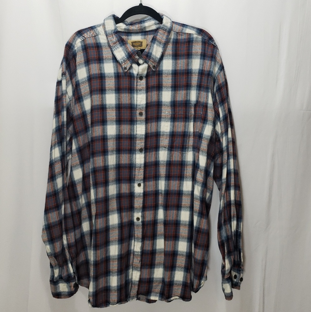 Foundry 3XL Blue/Orange Plaid Long Sleeve